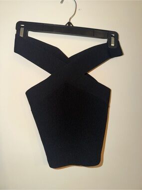 Aritzia Black Crisscross Knit Crop Top